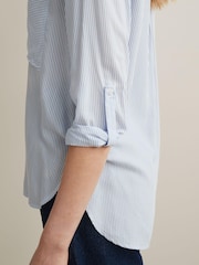 Blue/White Stripe Long Sleeve Smart Shirt - Image 5 of 6