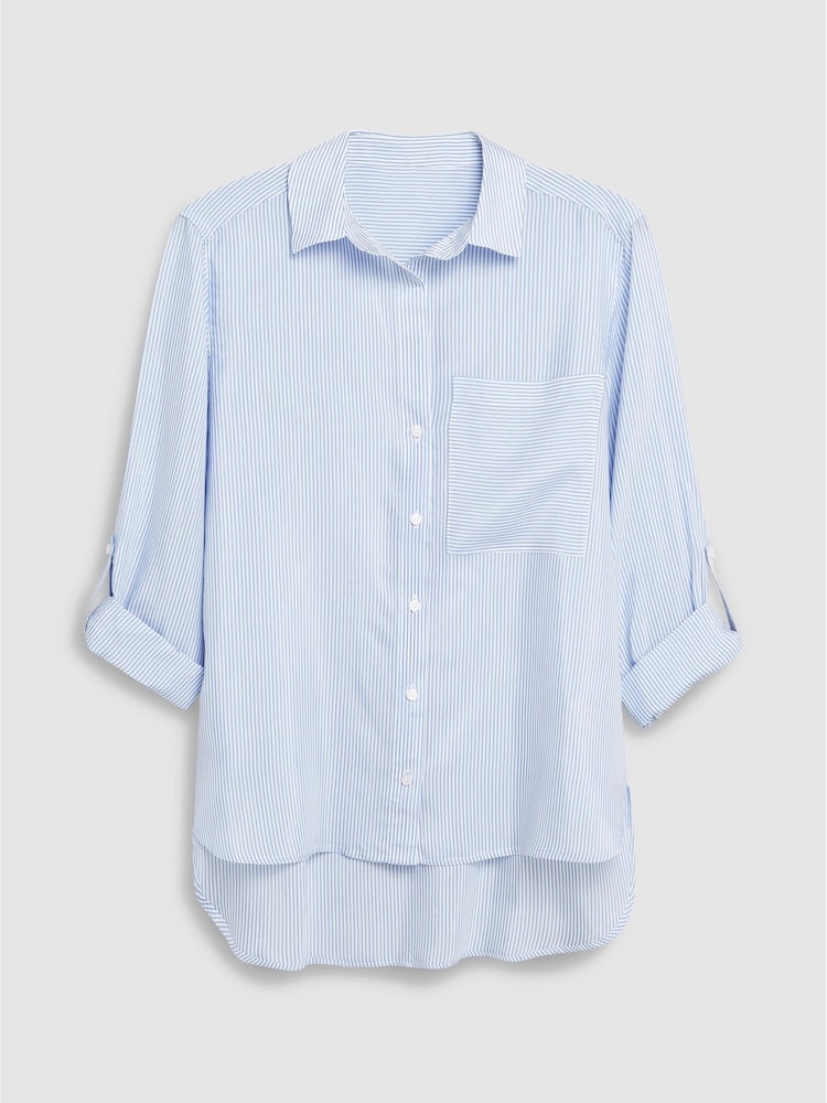 Blue/White Stripe Long Sleeve Smart Shirt - Image 6 of 6