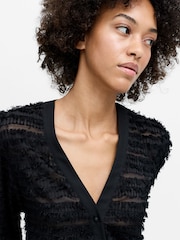 French Connection Black Alana Texured Chiffon Cardigan - Image 2 of 6