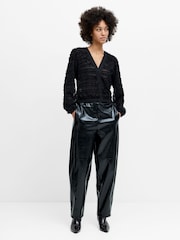 French Connection Black Alana Texured Chiffon Cardigan - Image 4 of 6