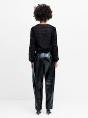 French Connection Black Alana Texured Chiffon Cardigan - Image 5 of 6