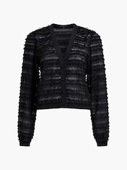 French Connection Black Alana Texured Chiffon Cardigan - Image 6 of 6