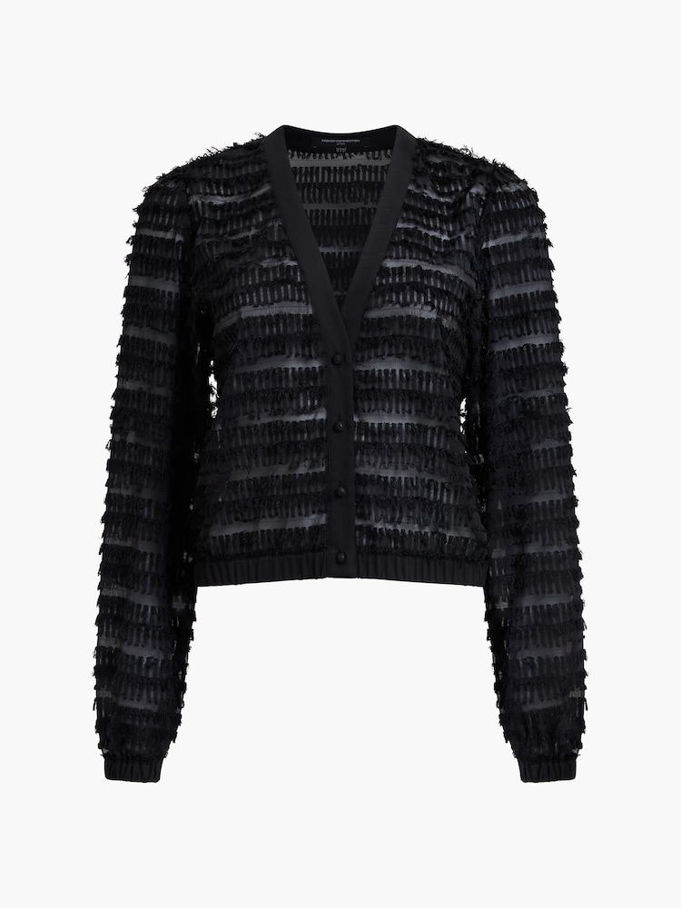 French Connection Black Alana Texured Chiffon Cardigan - Image 6 of 6