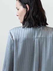 French Connection Light Blue Maggie Satin Stripe Shirt - Image 3 of 6