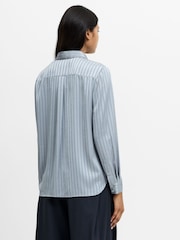 French Connection Light Blue Maggie Satin Stripe Shirt - Image 5 of 6