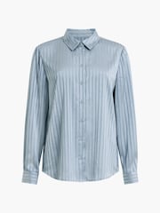 French Connection Light Blue Maggie Satin Stripe Shirt - Image 6 of 6
