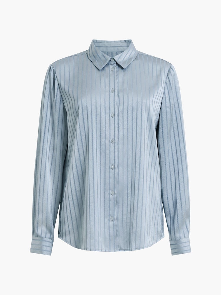 French Connection Light Blue Maggie Satin Stripe Shirt - Image 6 of 6 French Connection Light Blue Maggie Satin Stripe Shirt - Image 6 of 6