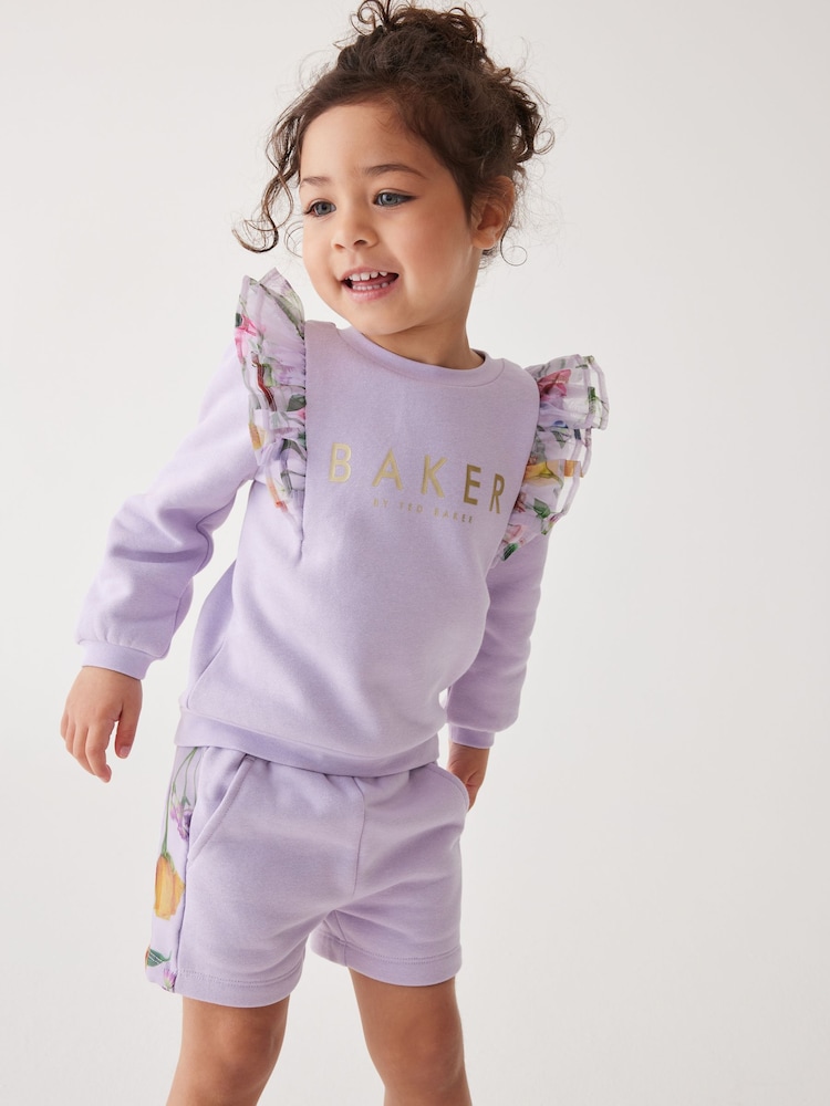 Flieder-Violett - Baker by Ted Baker Organza-Pullover und Shorts im Set - Bild 1 von 1