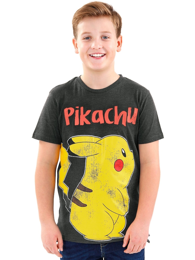 Character Black Pokemon Pikachu Boys T-Shirt - Image 1 of 6