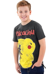 Character Black Pokemon Pikachu Boys T-Shirt - Image 2 of 6