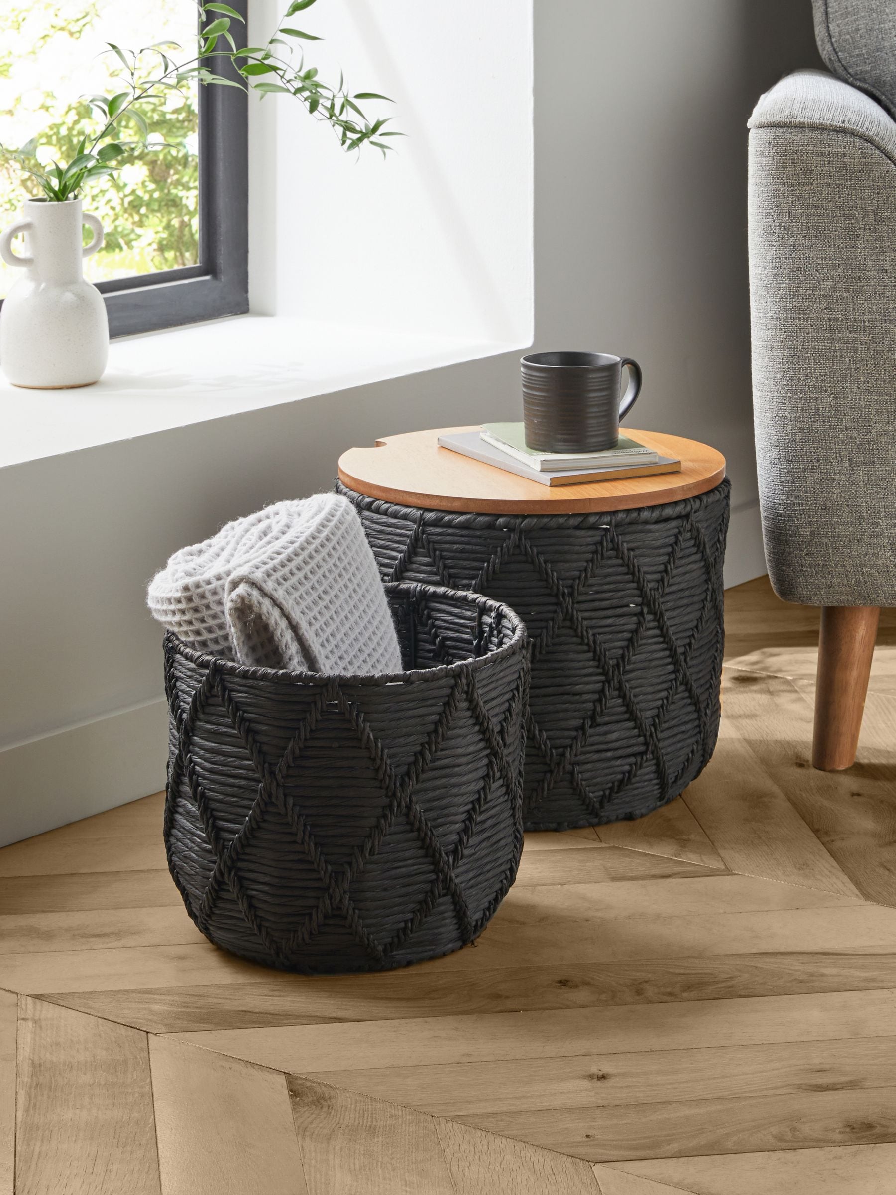 Storage baskets with lids discount