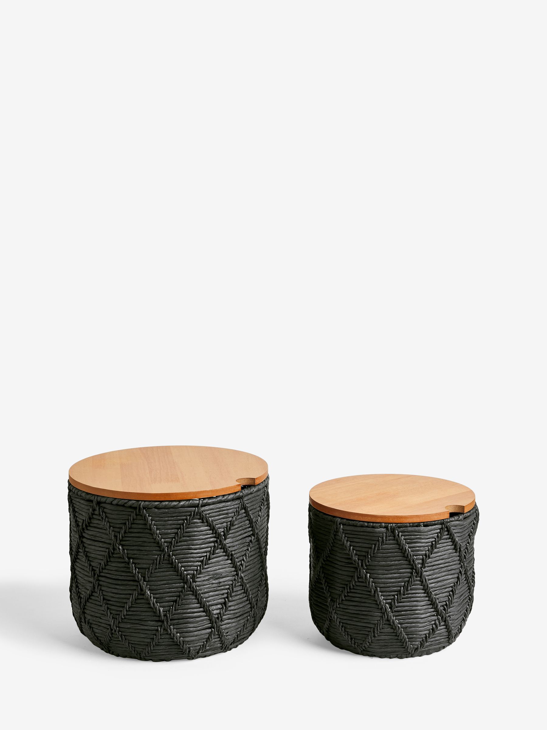 Buy Set of 2 Black and Wood Lidded Storage Baskets from the Next UK ...