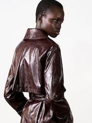 French Connection Red Athene Criunkle Pu Trench Coat - Image 2 of 8