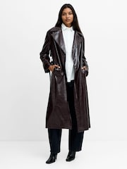 French Connection Red Athene Criunkle Pu Trench Coat - Image 5 of 8