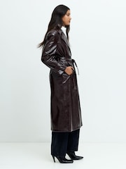 French Connection Red Athene Criunkle Pu Trench Coat - Image 6 of 8