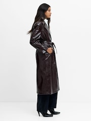 French Connection Red Athene Criunkle Pu Trench Coat - Image 7 of 8