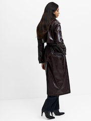 French Connection Red Athene Criunkle Pu Trench Coat - Image 8 of 8