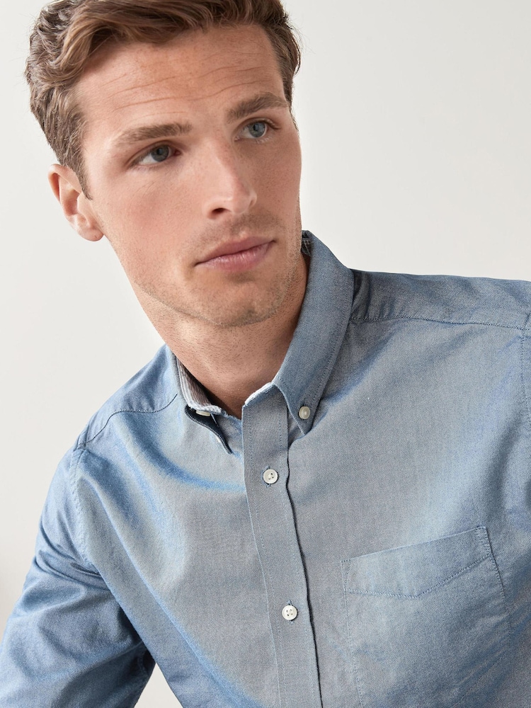 Blue Long Sleeve Oxford Shirt - Image 3 of 4