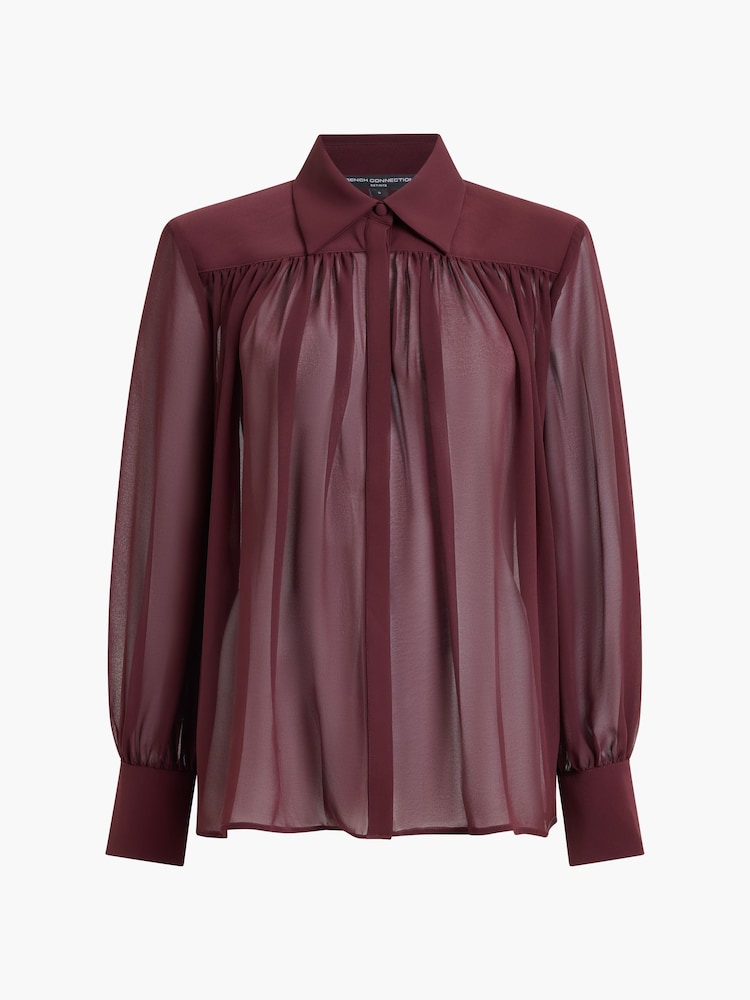 French Connection Red Arezzo Wide Shoulder Shirt - Image 7 of 7 French Connection Red Arezzo Wide Shoulder Shirt - Image 7 of 7