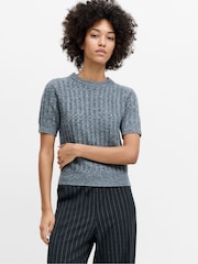 French Connection Black Kezia Twist Short Sleeve Jumper - Image 1 of 6