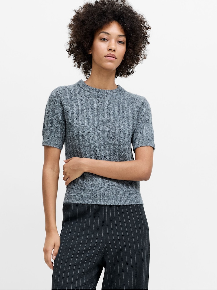 French Connection Black Kezia Twist Short Sleeve Jumper - Image 1 of 6