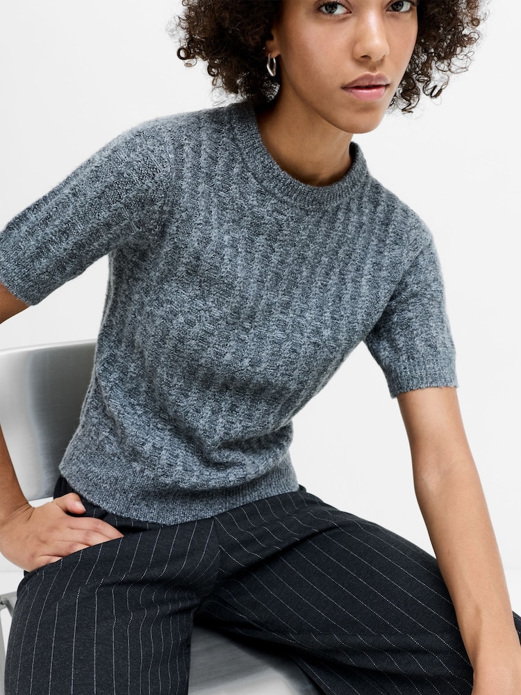 French Connection Black Kezia Twist Short Sleeve Jumper - Image 2 of 6
