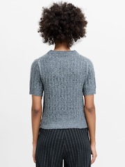 French Connection Black Kezia Twist Short Sleeve Jumper - Image 4 of 6
