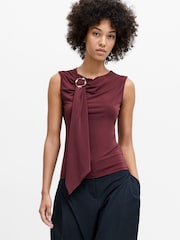 French Connection Red Maxine Jersey Trim Top - Image 1 of 7
