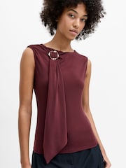French Connection Red Maxine Jersey Trim Top - Image 2 of 7