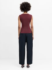 French Connection Red Maxine Jersey Trim Top - Image 5 of 7