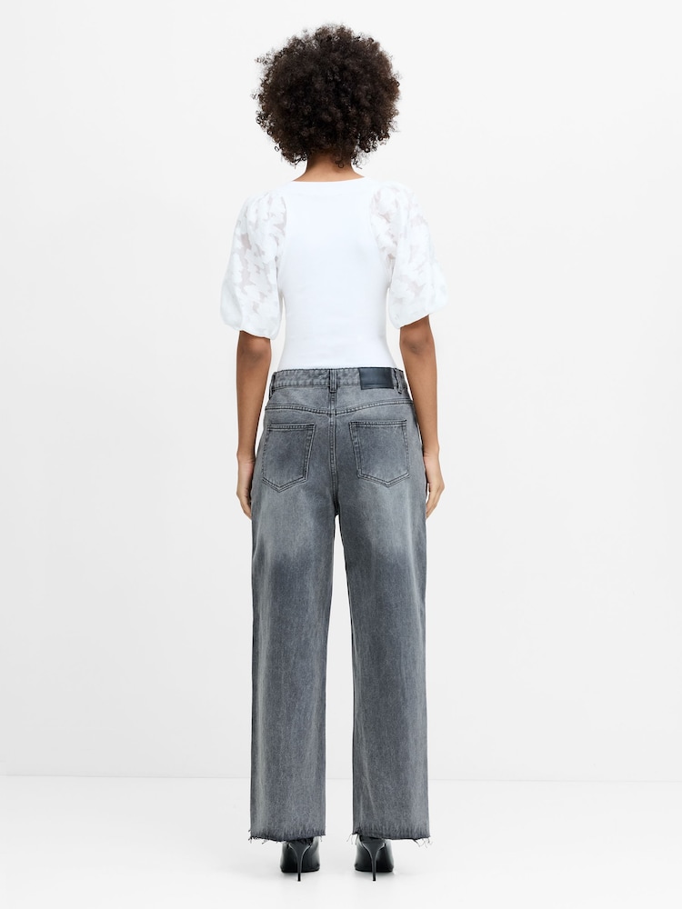 French Connection Dallas Denim Relaxed Ankle Straight Leg Jeans - Imaginea 5 din 5