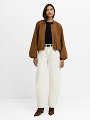 French Connection Brown Orelia Suedette Blouson Jacket - Image 4 of 7