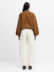 French Connection Brown Orelia Suedette Blouson Jacket - Image 6 of 7