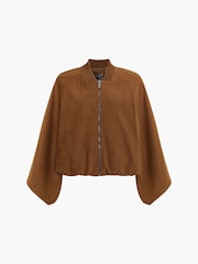 French Connection Brown Orelia Suedette Blouson Jacket - Image 7 of 7