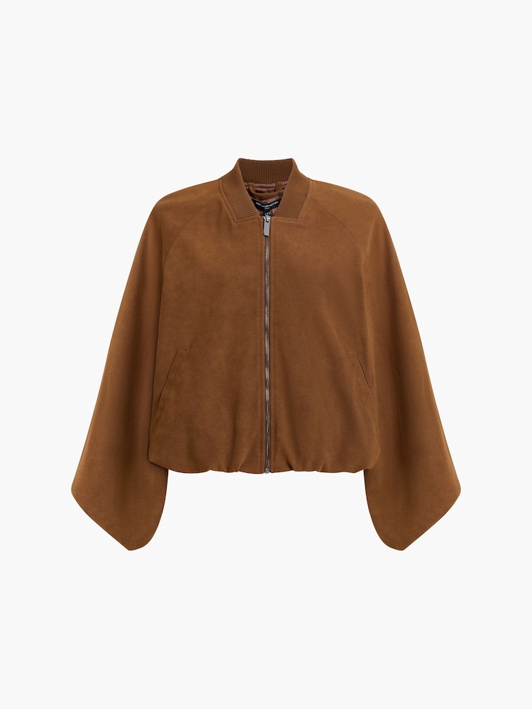 French Connection Brown Orelia Suedette Blouson Jacket - Image 7 of 7 French Connection Brown Orelia Suedette Blouson Jacket - Image 7 of 7