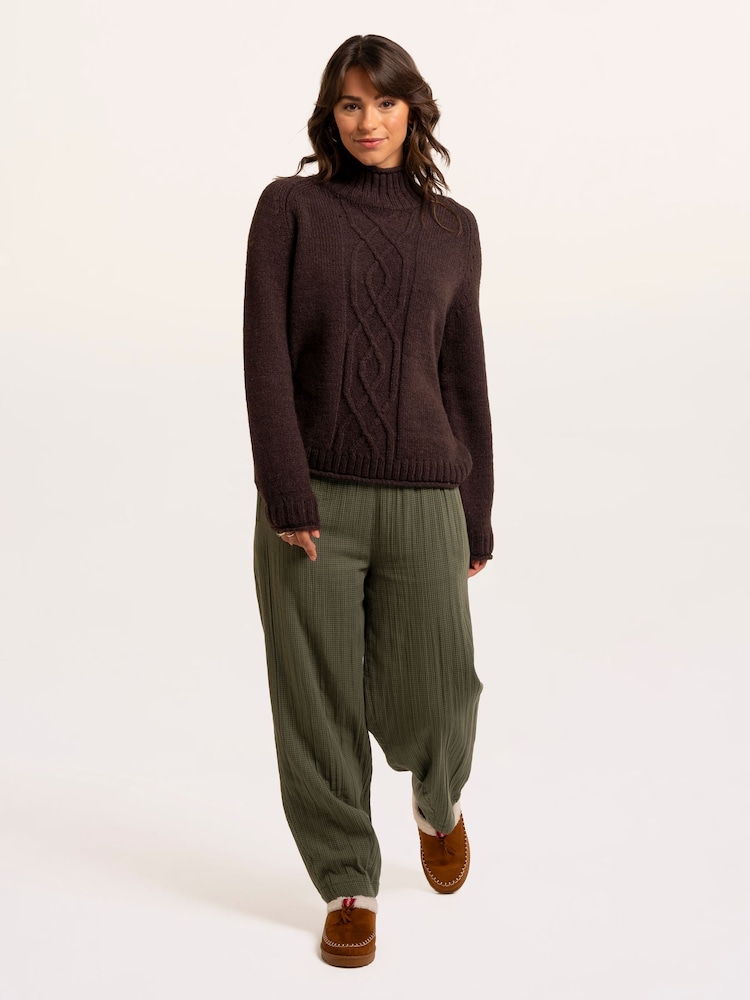 Brakeburn Brown Agnes Texture Stitch Knitted Roll Neck Jumper - Image 1 of 6 Brakeburn Brown Agnes Texture Stitch Knitted Roll Neck Jumper - Image 1 of 6