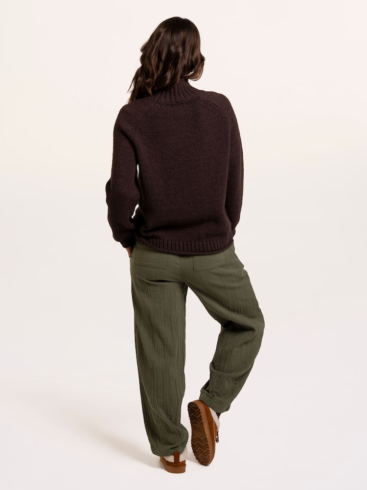 Brakeburn Brown Agnes Texture Stitch Knitted Roll Neck Jumper - Image 2 of 6 Brakeburn Brown Agnes Texture Stitch Knitted Roll Neck Jumper - Image 2 of 6