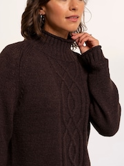 Brakeburn Brown Agnes Texture Stitch Knitted Roll Neck Jumper - Image 4 of 6