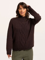 Brakeburn Brown Agnes Texture Stitch Knitted Roll Neck Jumper - Image 5 of 6