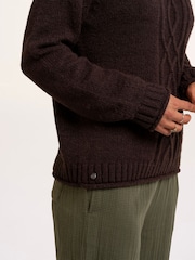 Brakeburn Brown Agnes Texture Stitch Knitted Roll Neck Jumper - Image 6 of 6