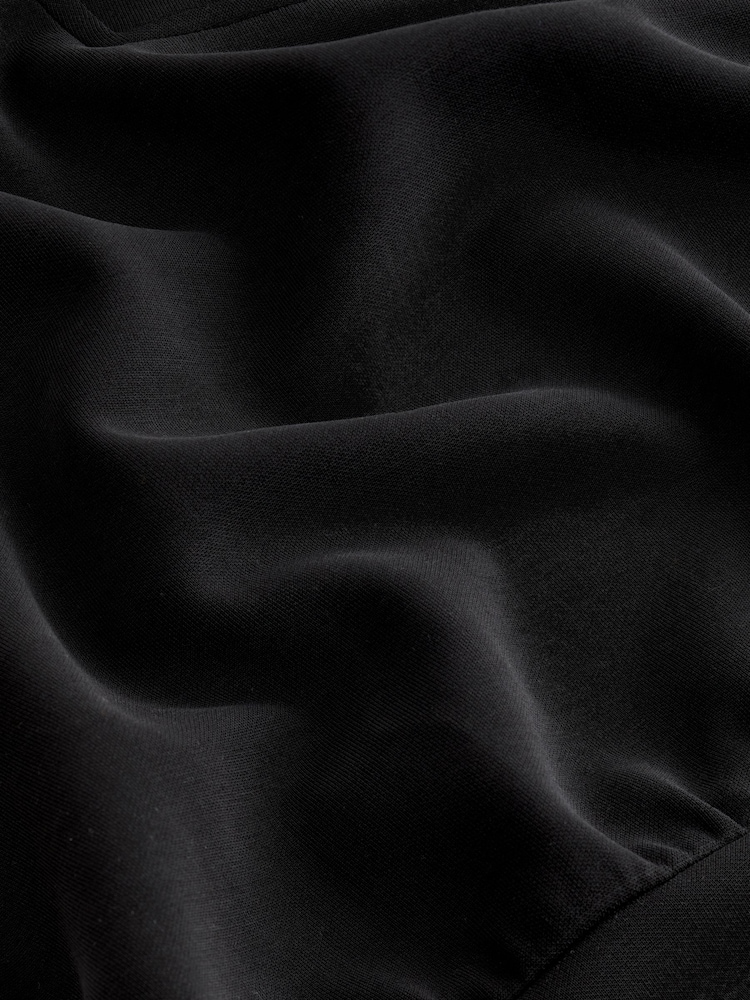 Black Premium Slinky Quarter Zip Neck Collared Short Sleeve Top - Image 6 of 6