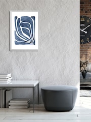 Brookpace Lascelles Blue Leaf I Artwork In White Frame - Image 1 of 2
