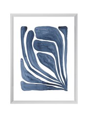 Brookpace Lascelles Blue Leaf I Artwork In White Frame - Image 2 of 2