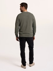 Brakeburn Green Aldridge Garment Dyed Crew Neck Sweat Top - Image 2 of 6