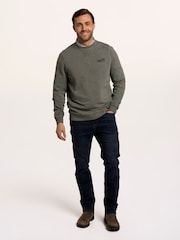 Brakeburn Green Aldridge Garment Dyed Crew Neck Sweat Top - Image 5 of 6
