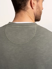 Brakeburn Green Aldridge Garment Dyed Crew Neck Sweat Top - Image 6 of 6