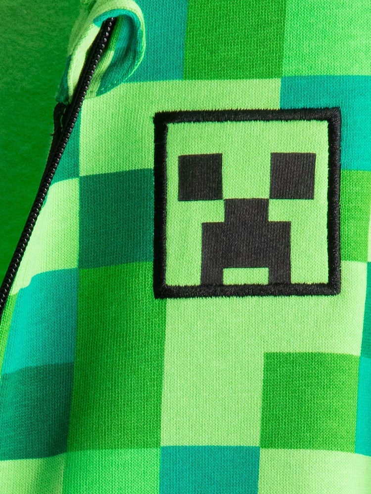 Vanilla Underground Green 100% Cotton Minecraft Boys Creeper Placement Print Hoodie - Image 4 of 5