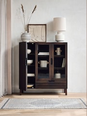 French Connection Slatted Mango Wood Sedona Display Cabinet - Image 1 of 9