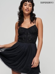 Superdry Black Embroidered Corset Mini Dress - Image 1 of 1