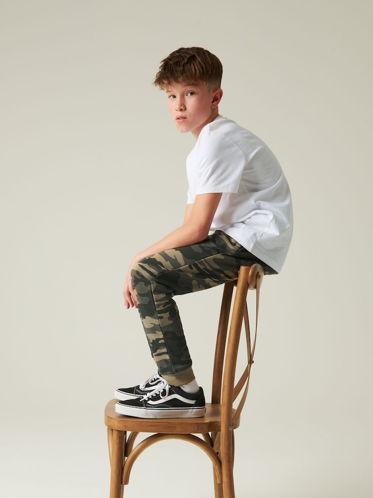 Green Camouflage Slim Fit Basic Joggers (3-16yrs) - Image 5 of 7